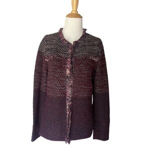 Chico's Purple Marled Fringe Cardigan